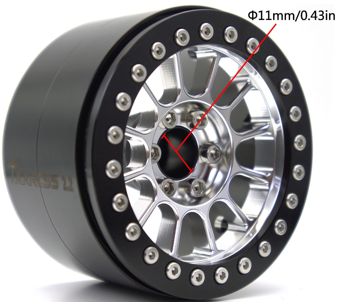 TxXrcss 200g Super Heavy Duty RC 2.2 Beadlock Wheels 1/10 Crawler Upgrade RC Wheel 4pcs Rims Hub for Axial SCX10 Trx4m (Silver B