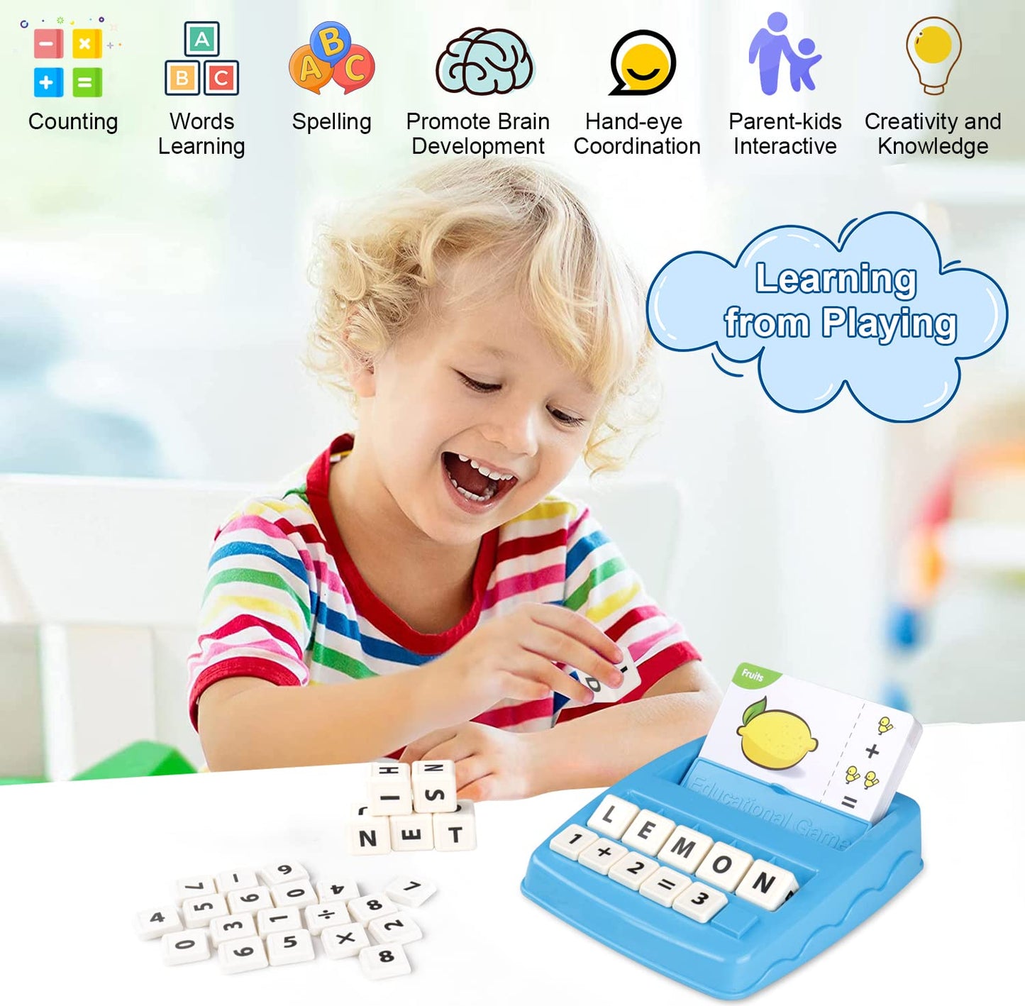 Matching Letter Game For Kids, 2 In 1 Educational Toys Alphabet Spelling & Reading, Number & Color Recognition, Flash Cards Learning Toys Gifts For Preschool Kindergarten Boys Girls Ages 3 4 5 6 7 8…