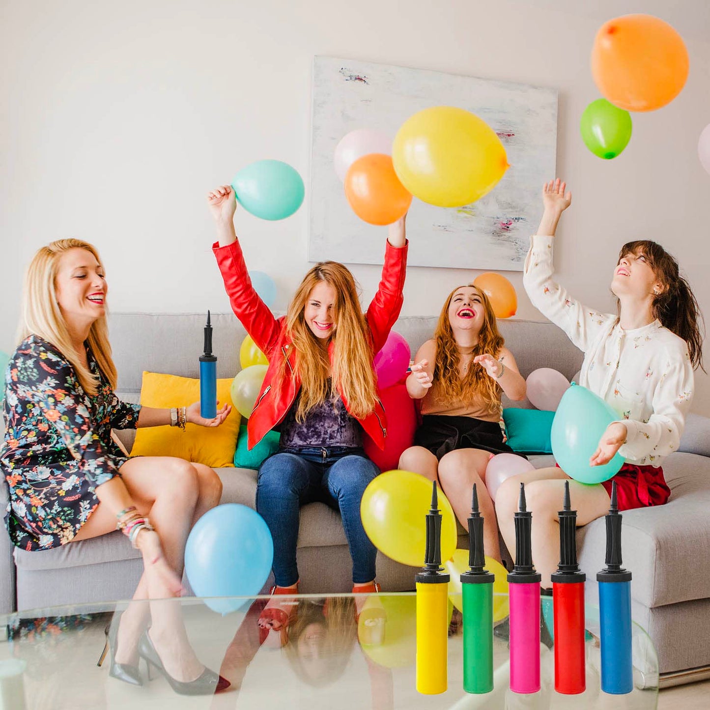 Two-Way Manual Balloon Pump, 2Pack Random Colors, Handheld Air Pump For Kids Party Balloons Supplies, Balloon Inflator By Hand,