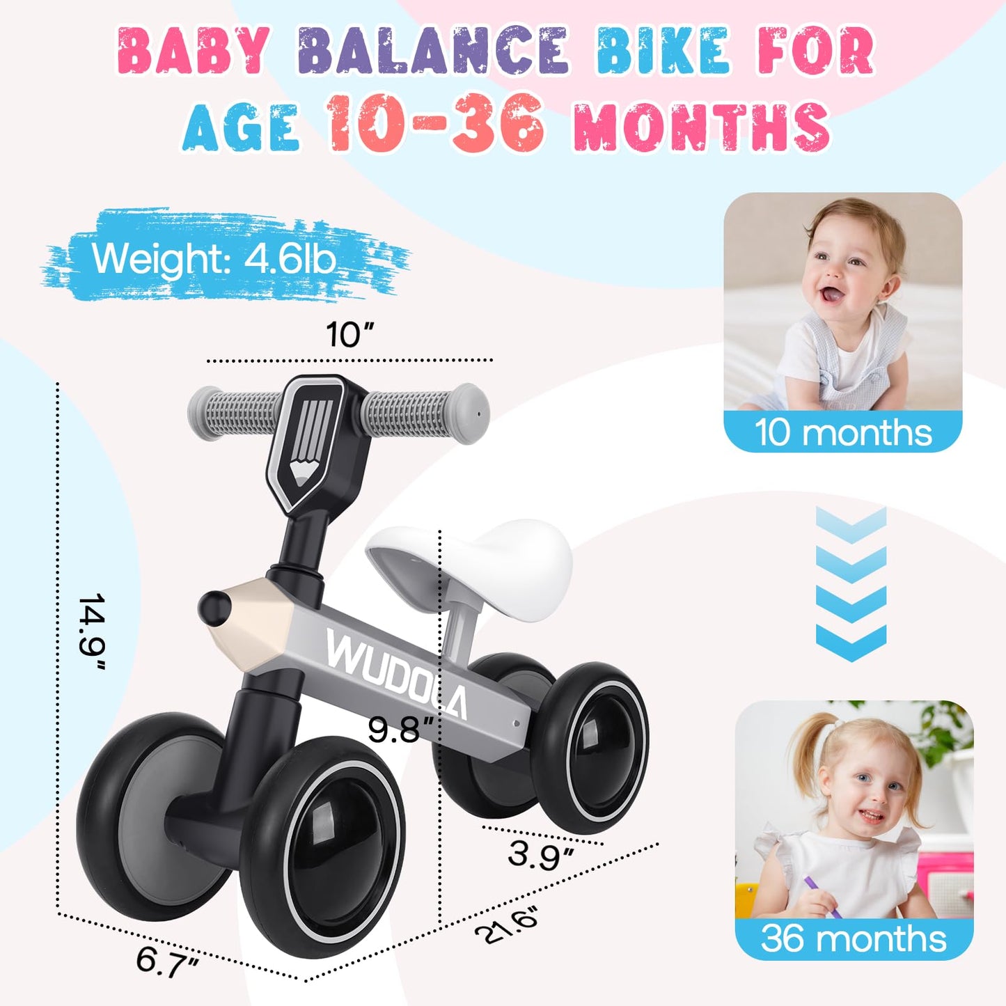 Wudola Baby Balance Bike Toy for 1 Year Old Boys Girls 10-36 Months, Toddler Balance Bike Best First Birthday Gifts Baby Bike an