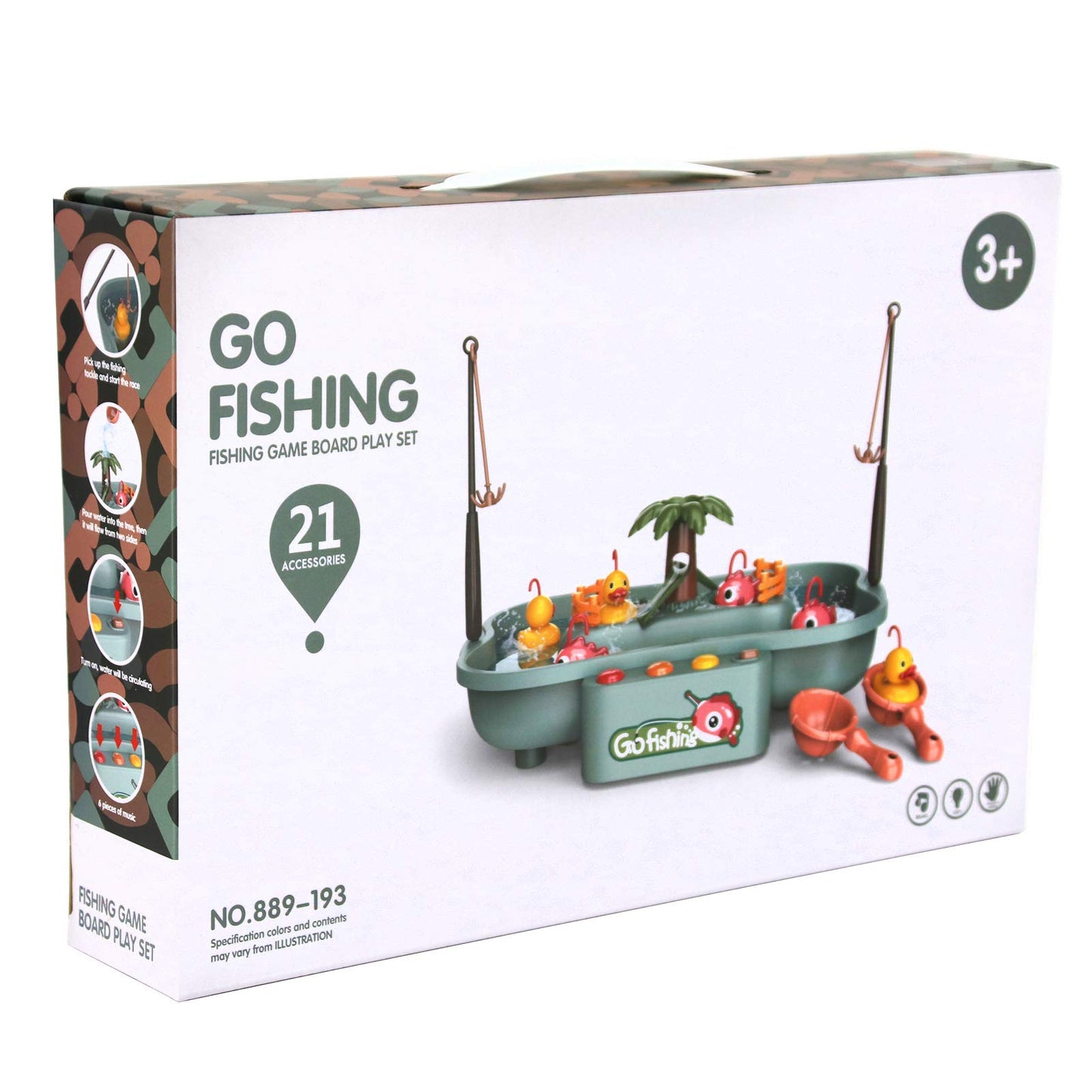 Lovyan Water Circulating Fishing Game Board Play Set with 3 Ducks 3 Fish 2 Water ladles and 2 Fishing Poles Electronic Toy Fishing Set with 6 Music for Kids Toddlers