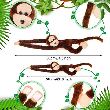 Hungdao 6 Packs Hanging Monkey Stuffed Animal Toy With Hook And Loop Fasteners Hands Stuffed Monkey Plush Toys For Kids (24 Inch, 32 Inch)