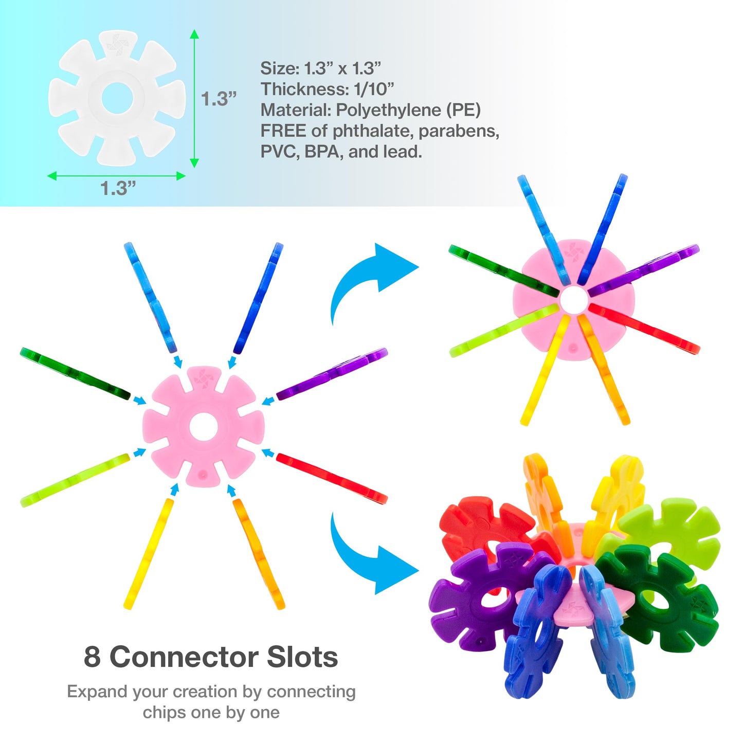 Picassotiles Building Chip Interlocking Disc Construction Blocks In White Color Stem Learning Early Education Toy Engineering Pl