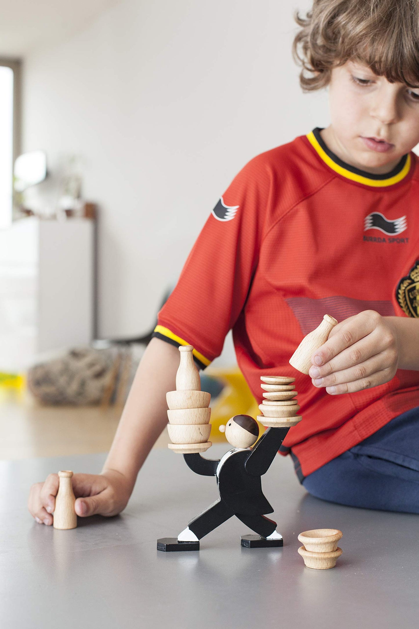 Kikkerland Stacking Game - Don't Tip The Waiter, Wooden, Multi Color, Model GG67