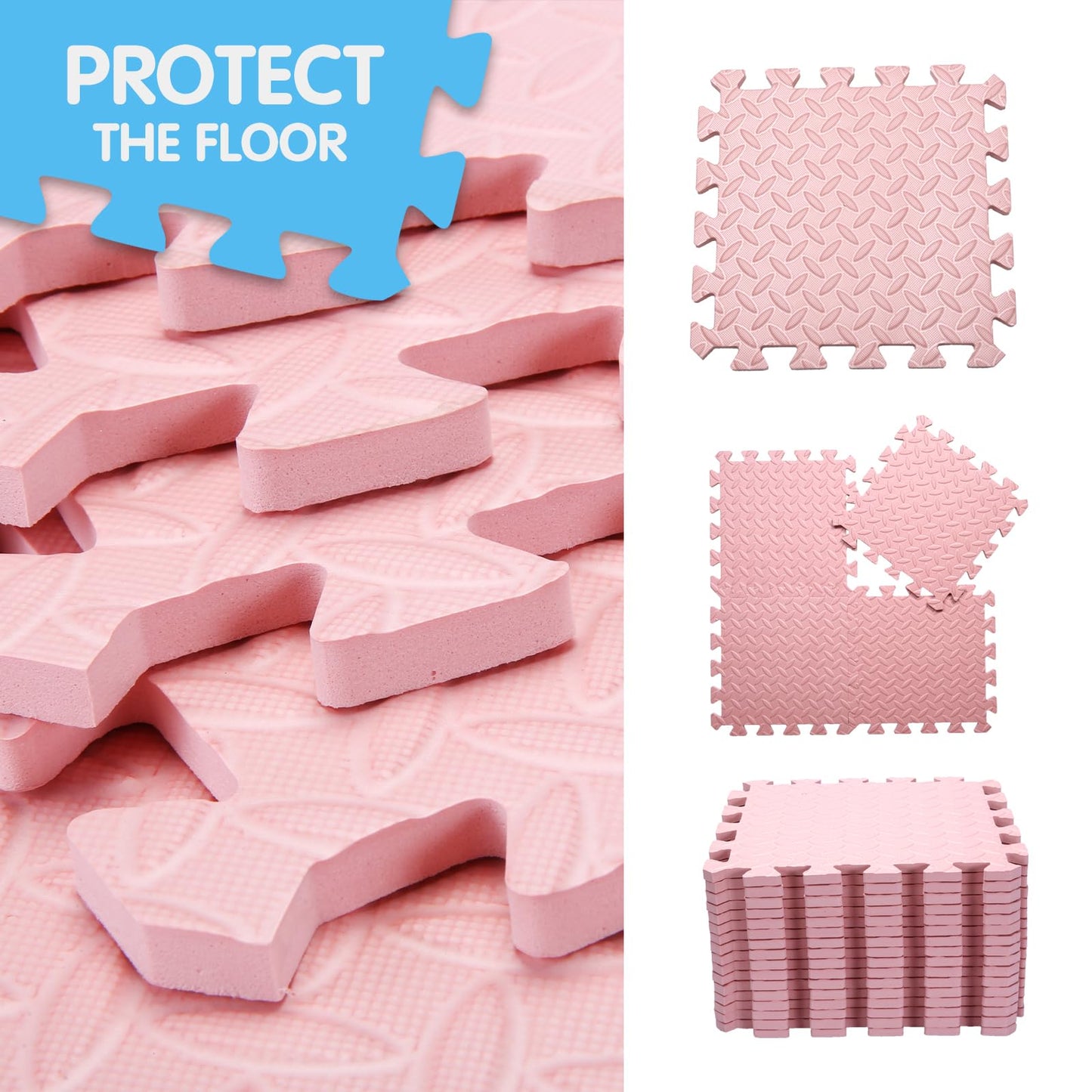 Coolcandy Solid Colored Foam Play Mat, 12''*12'' Each Mat?Non-Toxic Soft Baby Play Mat, 0.4'' Thickened Square Interlocking Floo