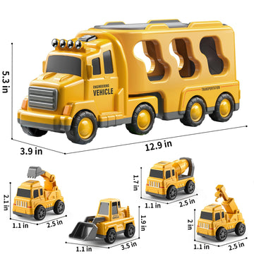 TEMI Construction Truck Boy Toys for 3-5 Year Old Toddlers - Toys for 3 4 5 6 7 Years Old Engineering Transport Vehicle Carrier