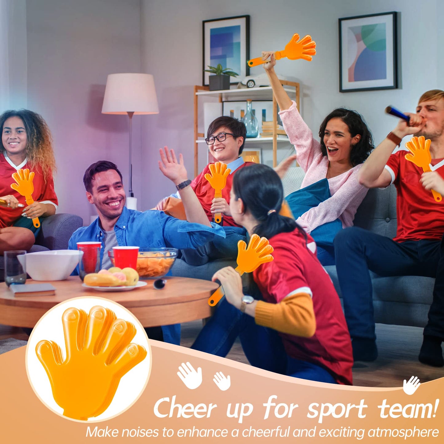 Zcysrlqin 24 Pcs Orange Hand Clappers 7.5 Inch Clappers Noisemakers Noise Makers Party Favors Plastic Party Clapper For Sporting