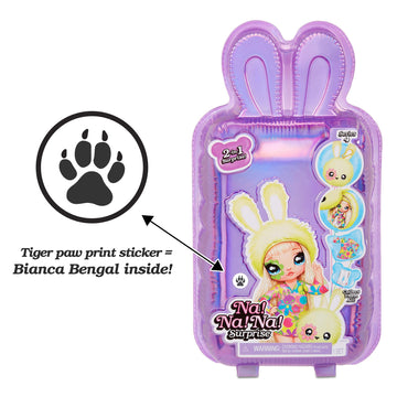 Na! Na! Na! Surprise 2-In-1 Bianca Bengal Fashion Doll & -Plush Purse Series 4 – Soft Wallet Bag Pouch Gifts For Kids Girls Key Chain Pom