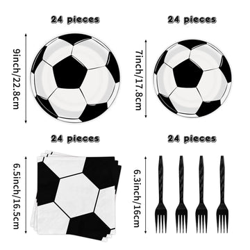 Bqk 96 Pcs Soccer Plates And Napkins Party Supplies Soccer Paper Plates Soccer Birthday Party Decorations Soccer Party Favors So