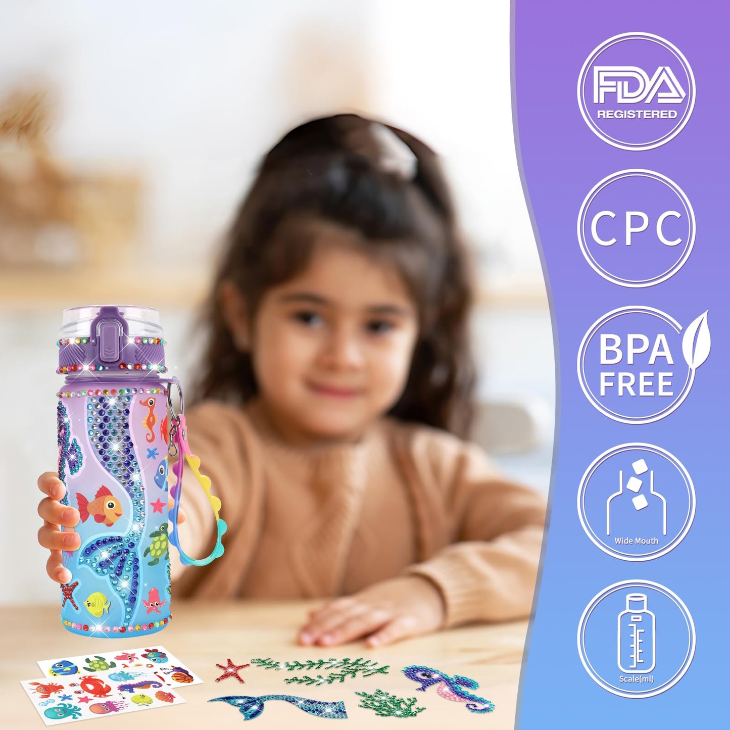 Perryhome Decorate Your Own Mermaid Water Bottle Kits For Girls, Mermaid Toys For Girls Age 4-10 Painting Crafts Kit, Fun Arts Kits 6-12 Year Old Toddler Girls Birthday Christmas Gifts Toys