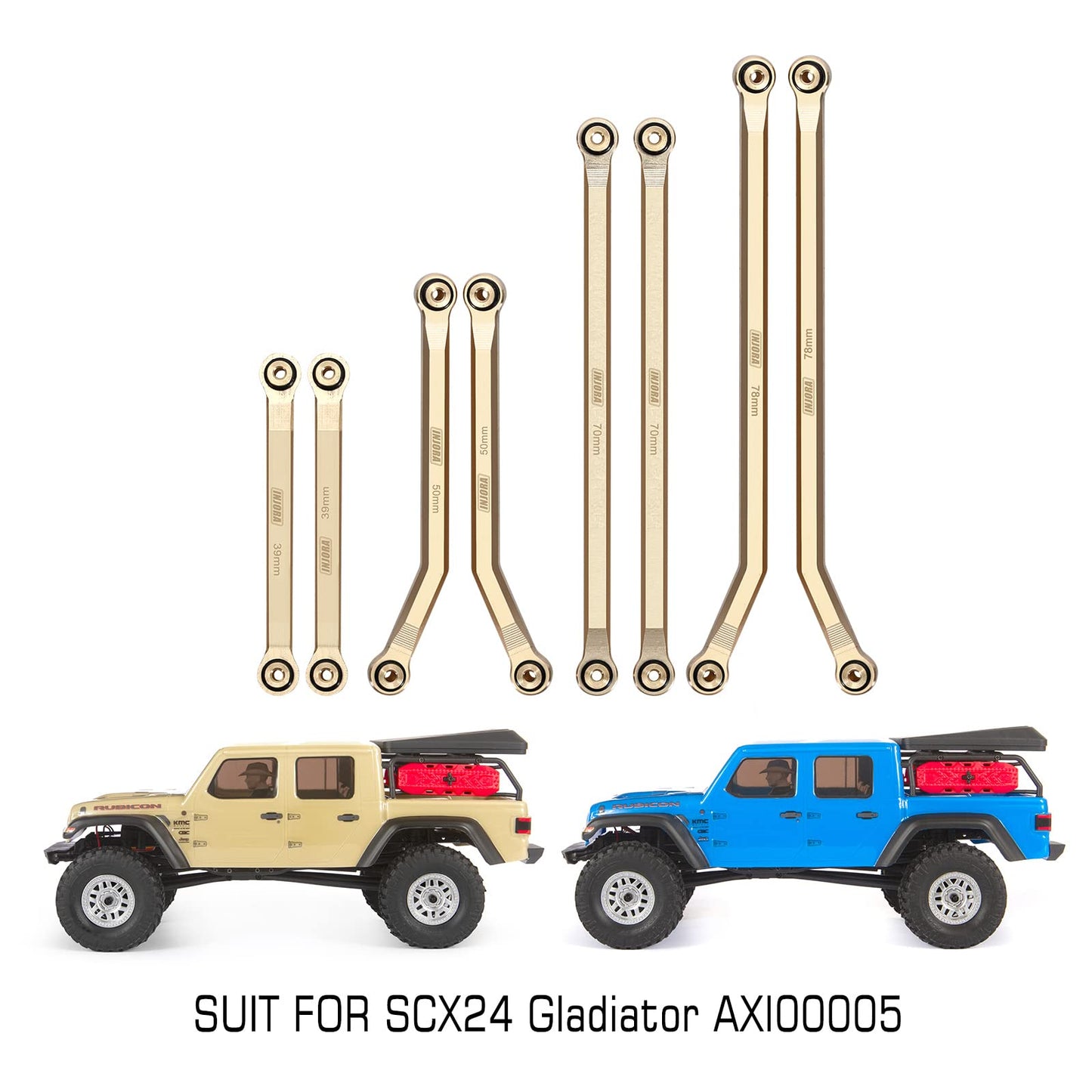 INJORA Brass High Clearance Front 4 Links Set 43g Links Set for SCX24 Gladiator Dodge Power Wagon Axial 1/24 RC Crawler Car, 8PC
