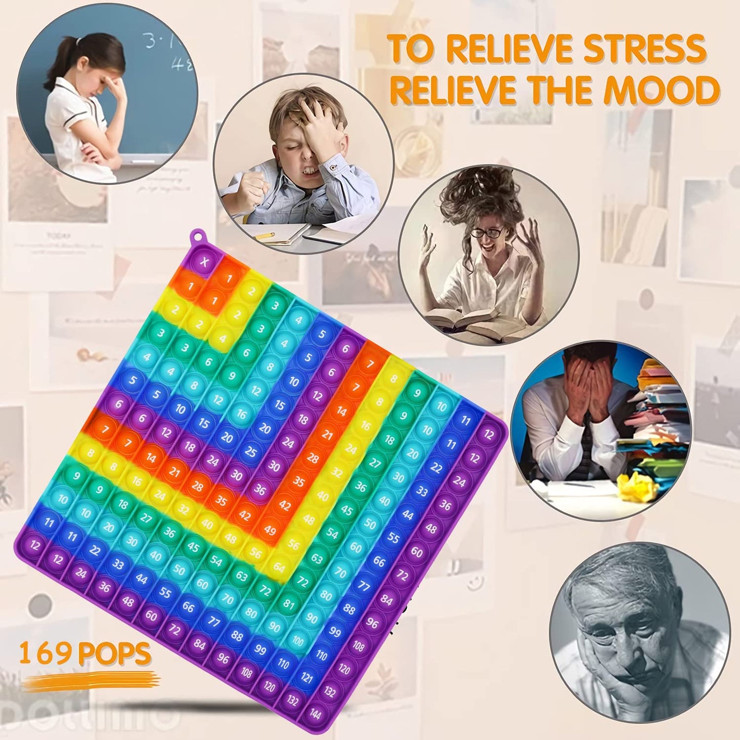 Petbsnvb Multiplication 12X12 And Addition 1-12 Pop Bubble, Math Fidget Popper, Learn Multiplication With Pop Fidget Toy, Fidget Toys, Bubble Sensory Rainbow, Birthday Party