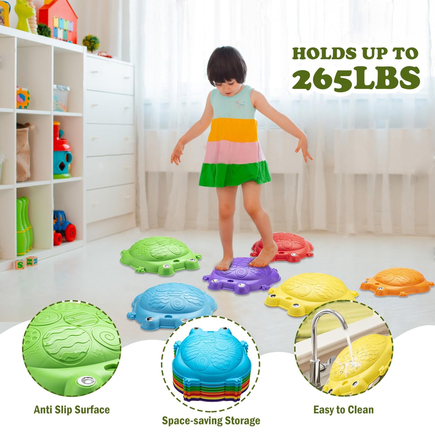 Stepping Stones For Kids Outdoor Toys For Toddlers 3-5 8 Pcs Frog Balance Step Stone Up To 265Lbs Indoor Outdoor Toys For Kids O