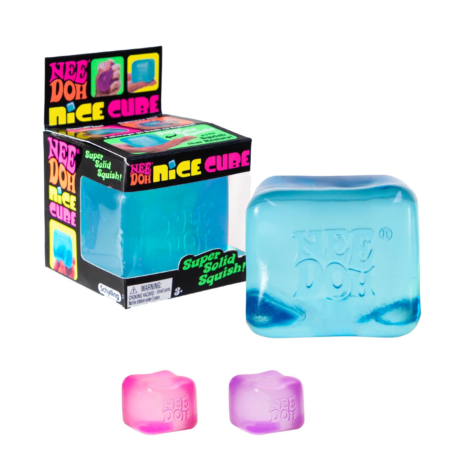Schylling Needoh Nice Cube - Sensory Squeeze Toy With Super Solid Squish - 2.25' Cube - Color May Vary (Pack Of 1)