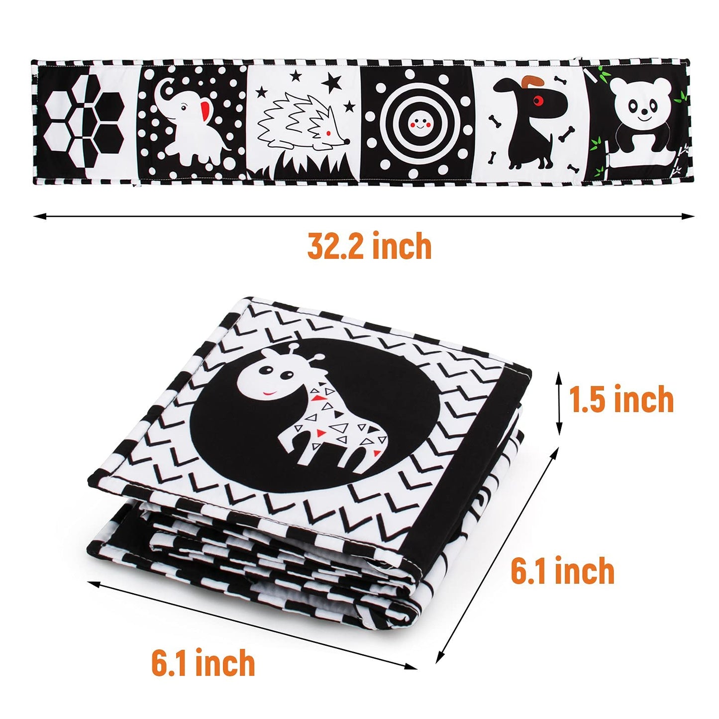 Teytoy Baby Toys 0-6 Months, Black And White High Contrast Sensory Newborn Toys, Baby Soft Book For Early Education, Infant Tummy Time Toys, Baby Newborn Essentials Must Haves