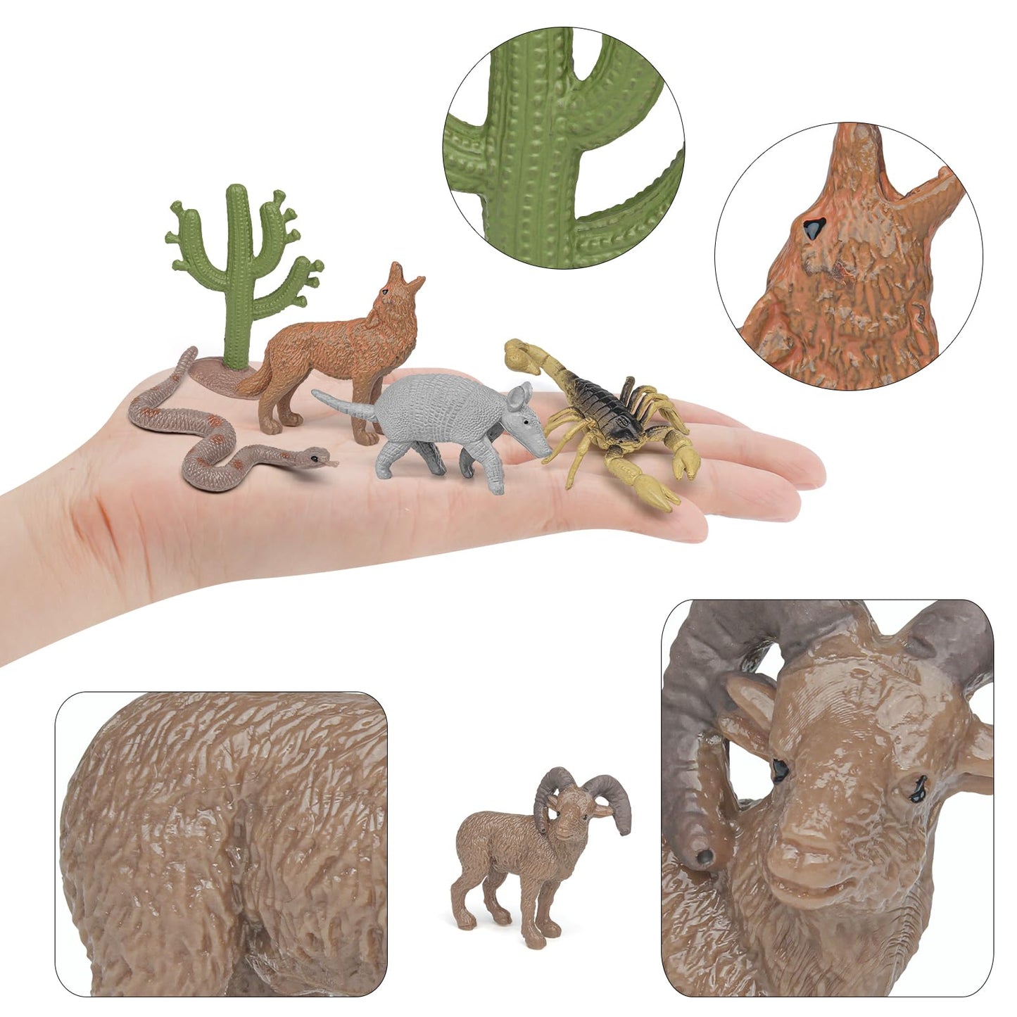 BRETOYIN 11PCS Mini Desert Animals Figurines Set Desert Realistic Desert Animals Figurines Toys Party Decorations Tabletop Decor
