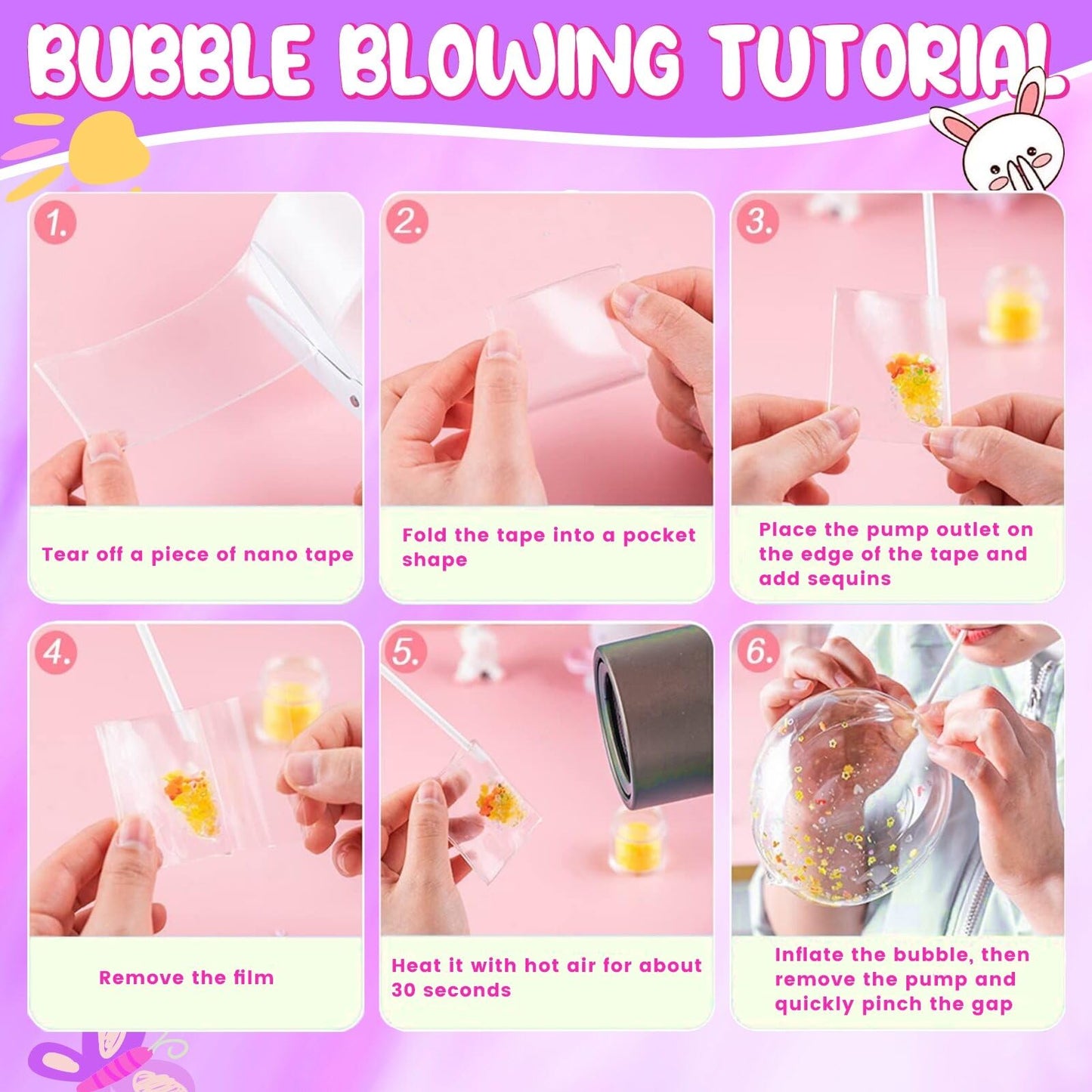 Jimcii Nano Tape Bubble Kit For Kids, Nano Tape Squishy Maker Kit, Nano Bubble Tape Kit, Nano Tape Bubbles