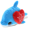 DolliBu Plush Blue Dolphin Stuffed Animal - 6 Inch with Red Heart, Personalization Gift for Valentine's Day, Birthday, Anniversary