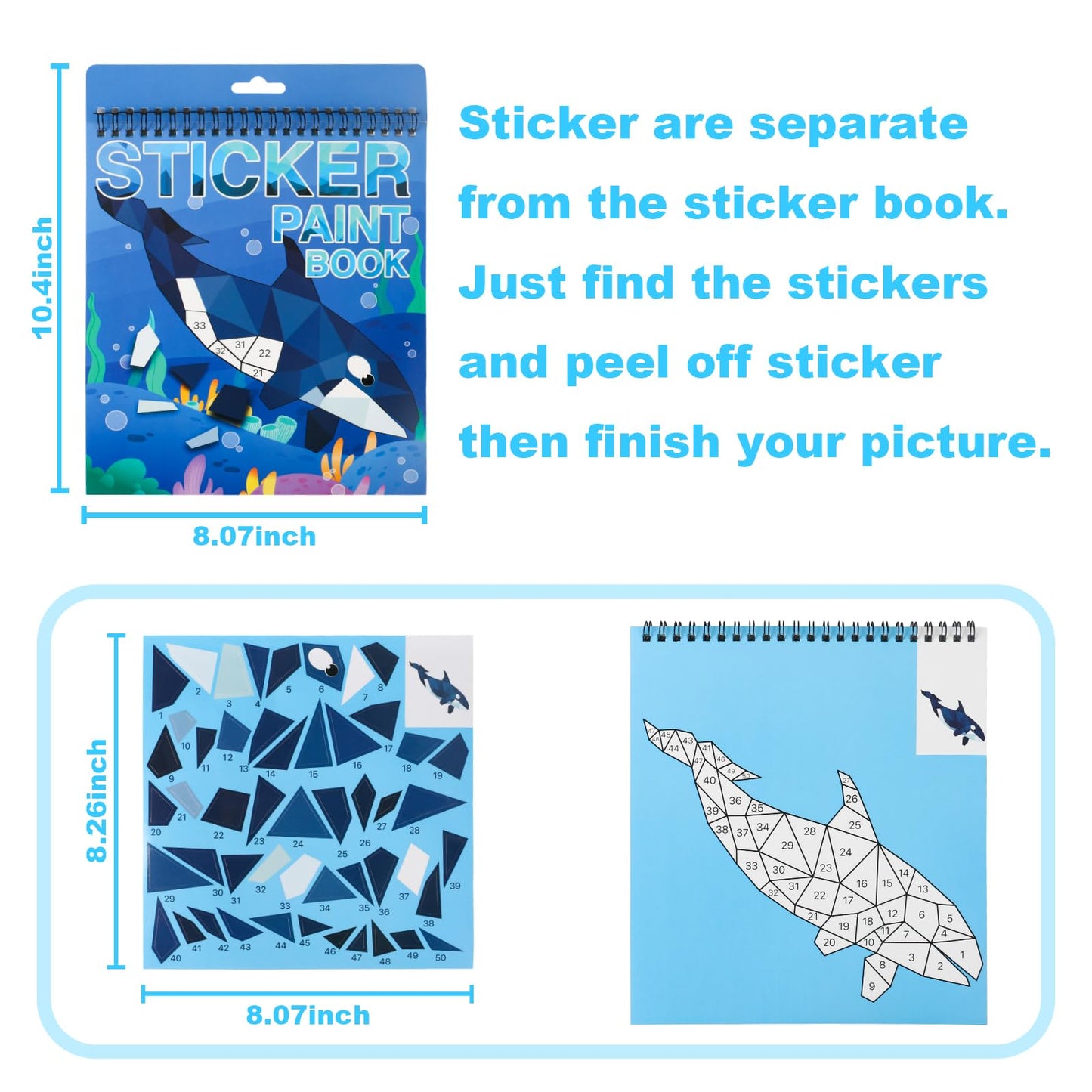 Ocean Theme Crafts For Kids Ages 4-8 Sticker Paint Books, Sticker Book For Boys And Girls Birthday Gifts Party Favor, Travel Toys For Toddlers For Learning