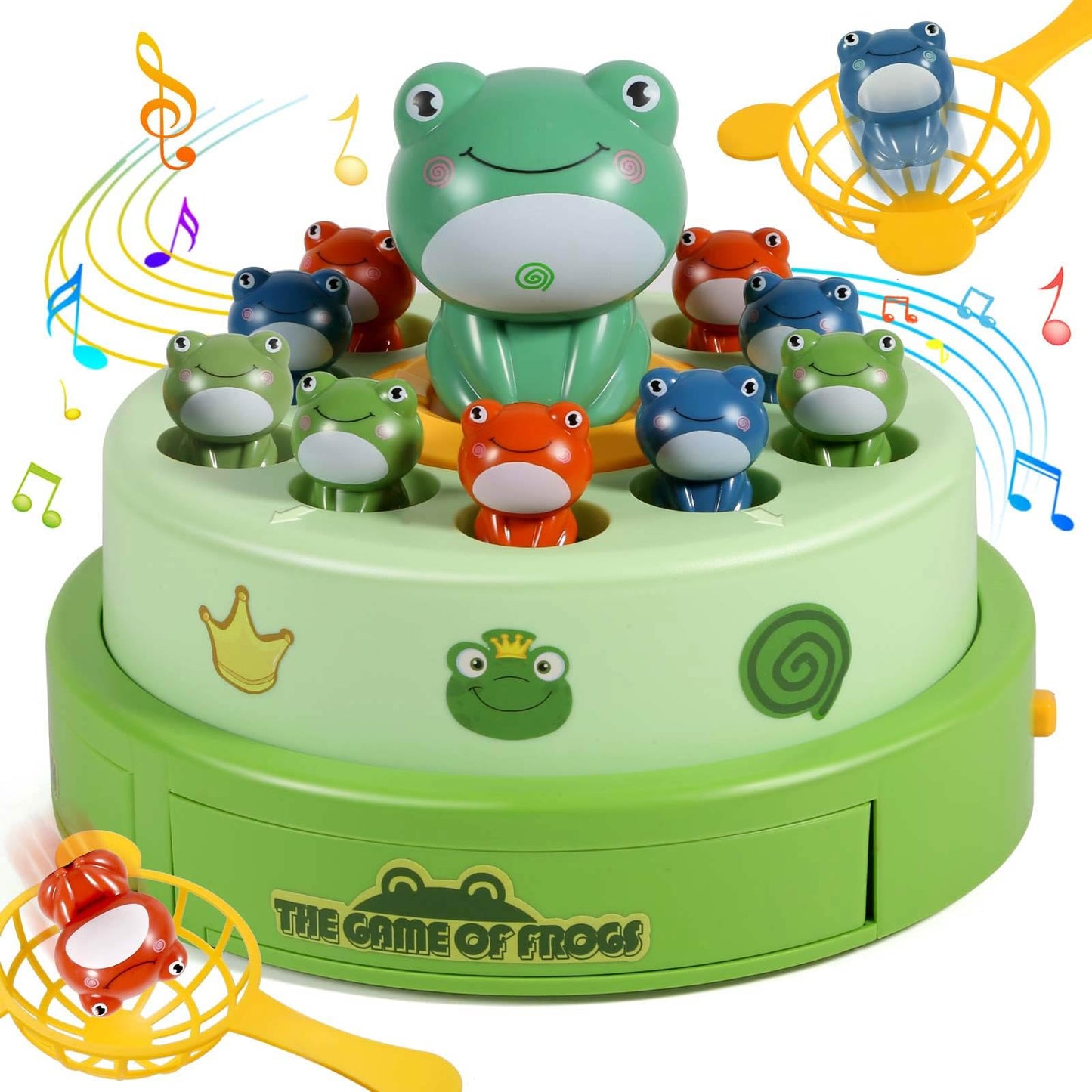 Ainoi Frog Pop Out Catch Toys For Ages 3-13, Musical Rotate Bounce Catch Board Game Interactive Kids Toys, 3 Years Old Boys Girl