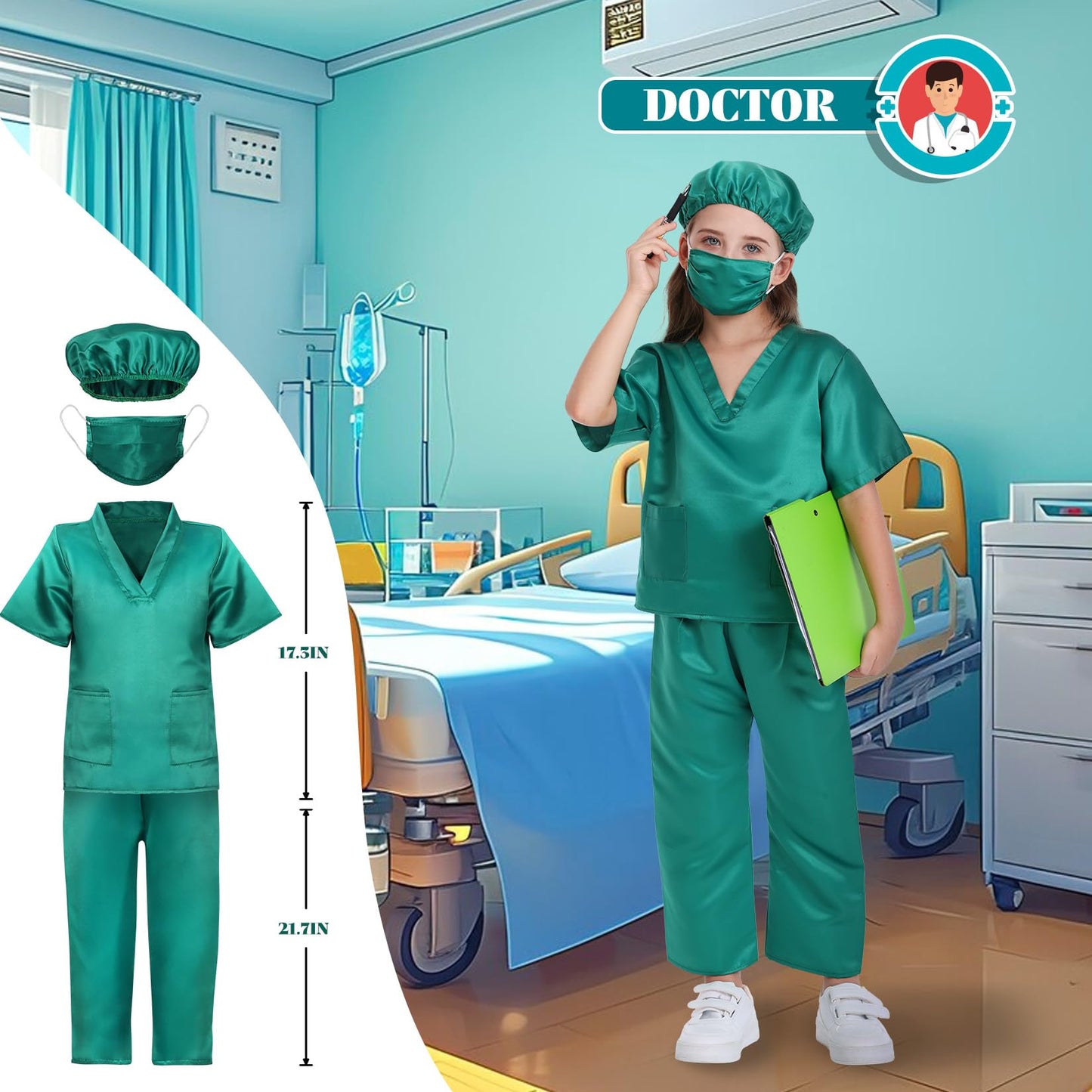 Toddler Dress Up Clothes Boys Dress Up Costumes For Play Kids Dress Up Costumes Firefighter, Police, Astronaut, Doctor Role Play Toddler Toys Christmas Birthday Gift For Girls Age 3-6 Years