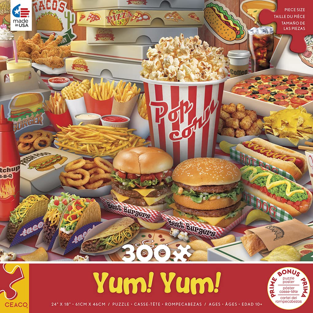 Ceaco Yum Yum 300 Oversized Piece Jigsaw Puzzle - Multicolor Fun for All Ages, Perfect for Family Game Night and Relaxation