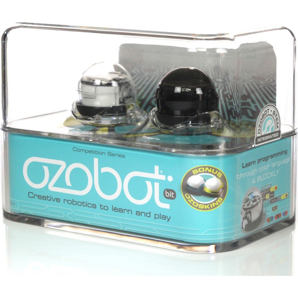 Ozobot 2.0 Bit Smart Robots, Crystal White/Titanium Black, Pack of 2