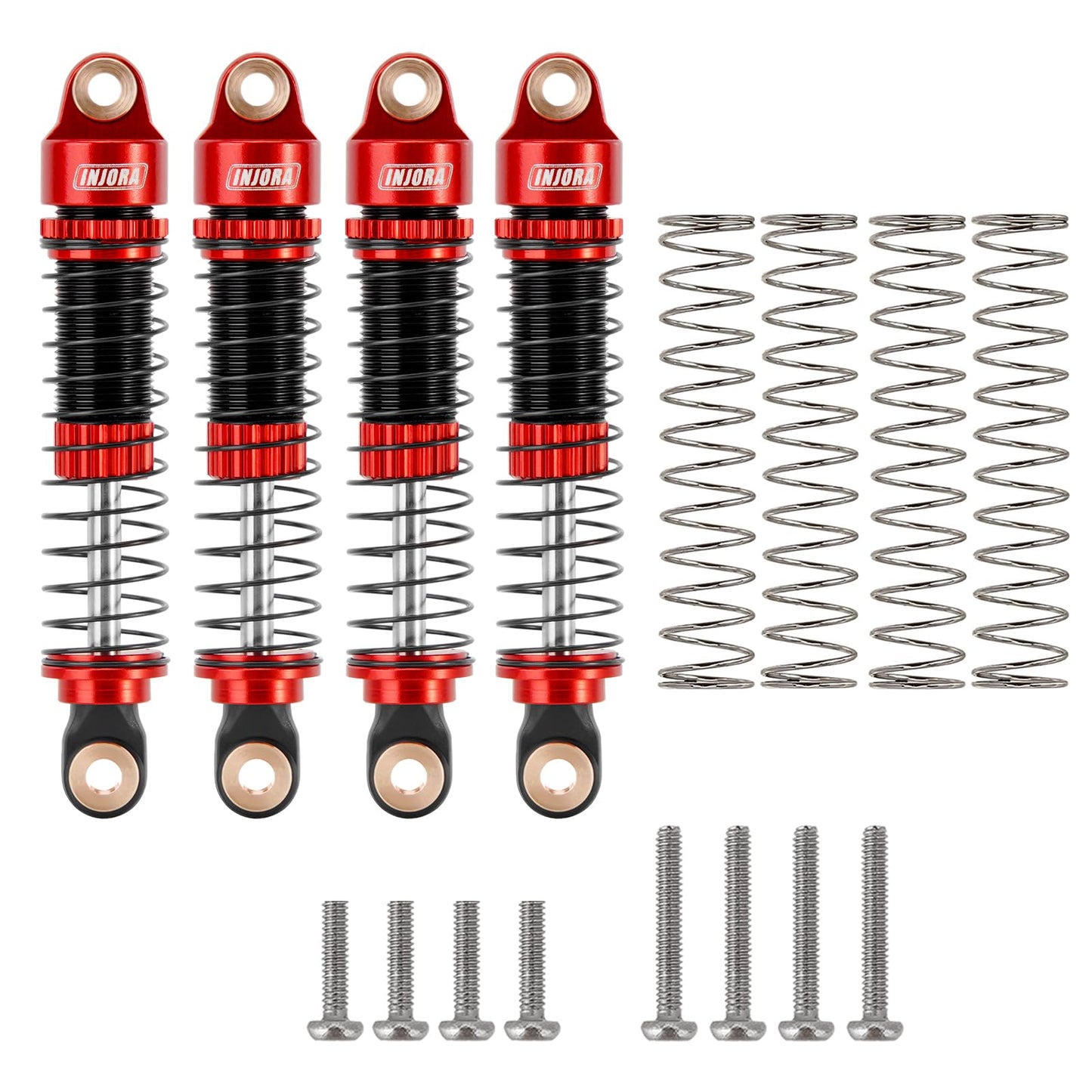 INJORA 53mm 6g Each Shocks- Absorber Oil Threaded Damper for TRX4M TRX4MT 1/18 RC Crawler Upgrade(Red)