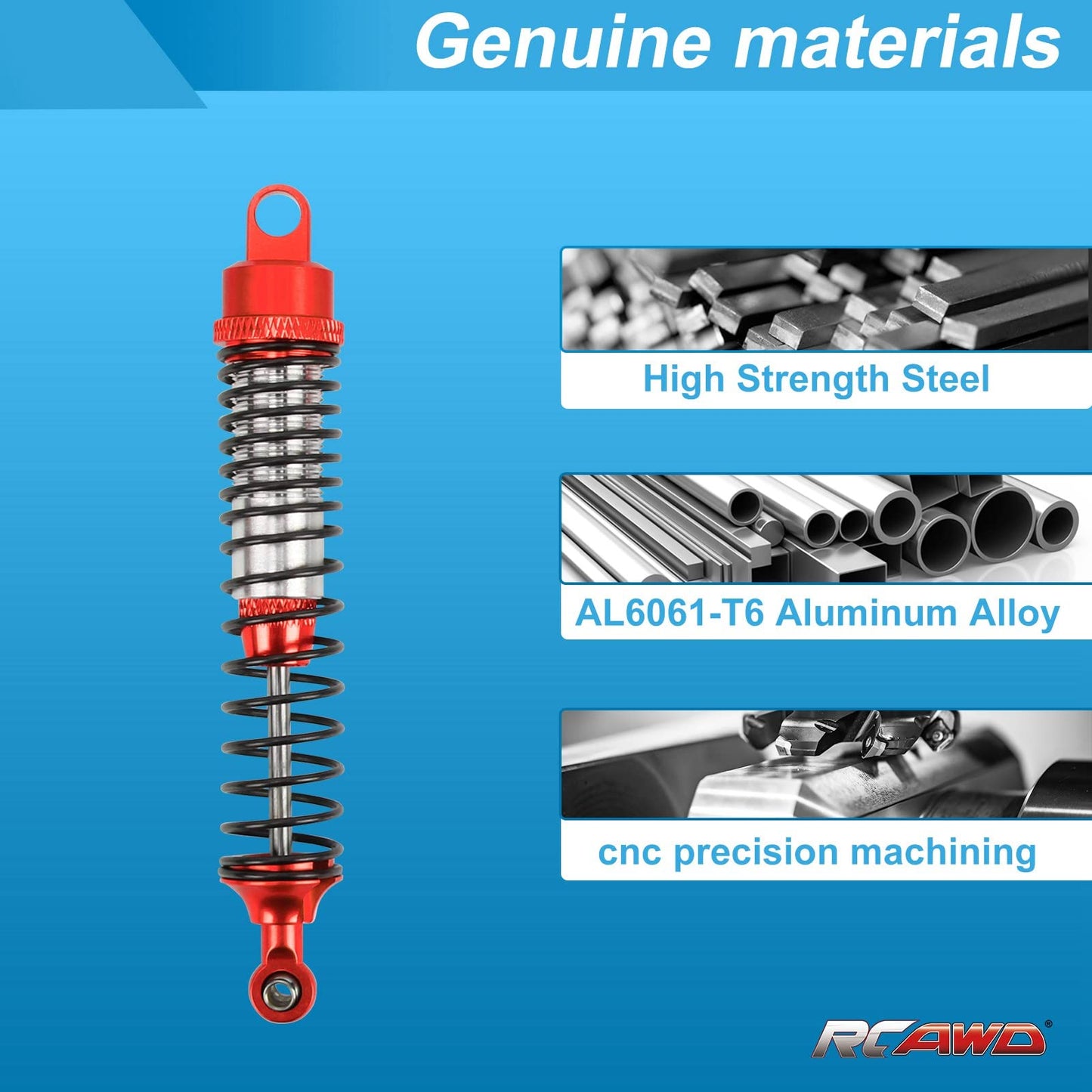 RCAWD RC Shock Absorber 100mm for 1/10 HSP RGT Himoto Redcat RC Damper Set with Springs Full Aluminum Alloy Upgrade Parts Hop Up