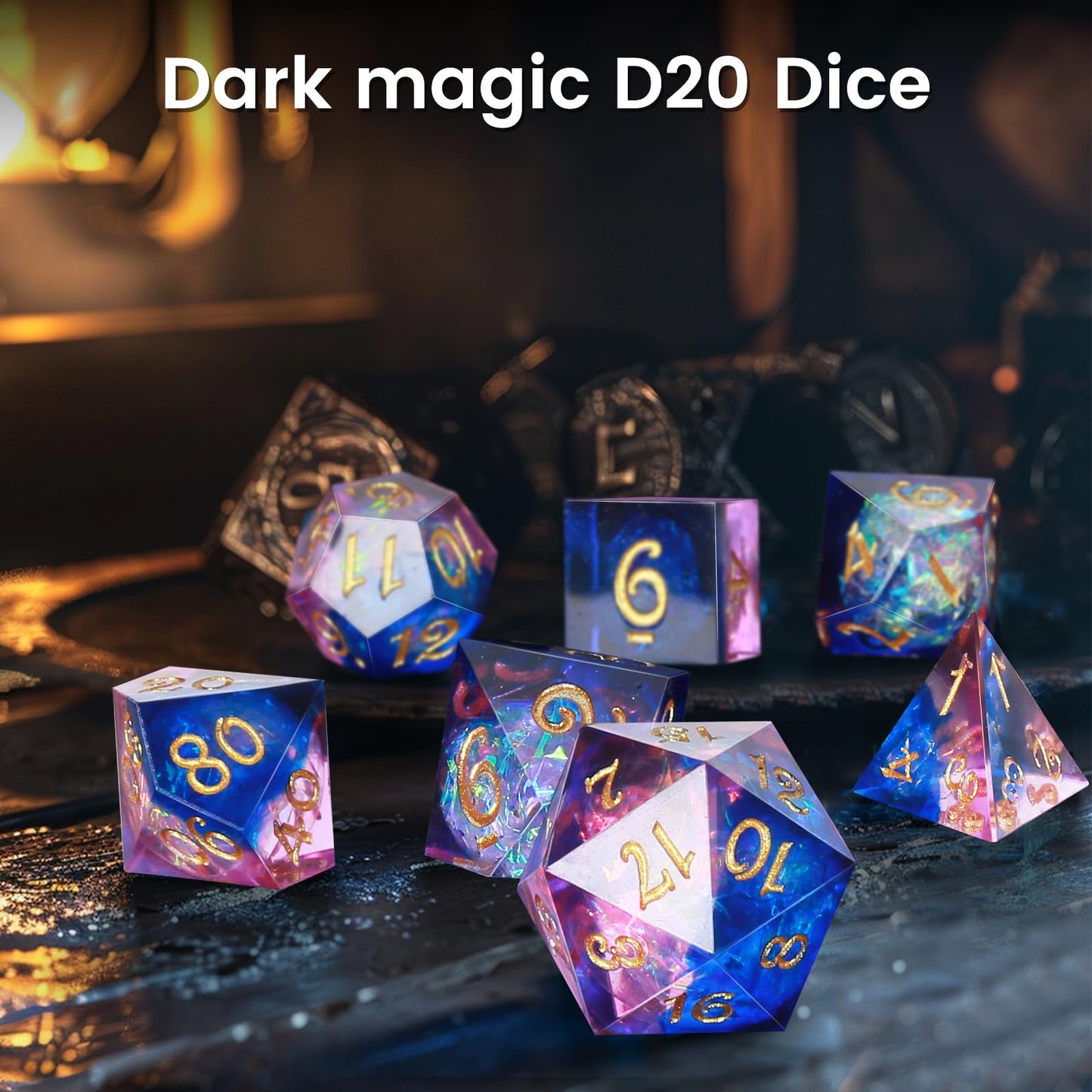 OriCraft Pink Magic Dice DND Dice Set Dungeons and Dragons Polyhedral Role Playing Gaming Dices Crystal D20 Dice Magical World E