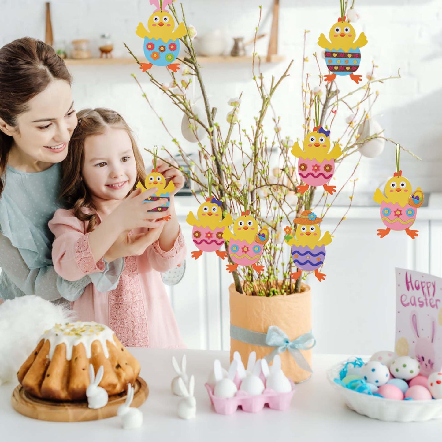 Fennoral 12 Pack Easter Craft For Kids Make You Own Easter Chick Foam Stickers Ornament Diy Easter Arts And Crafts For Preschool