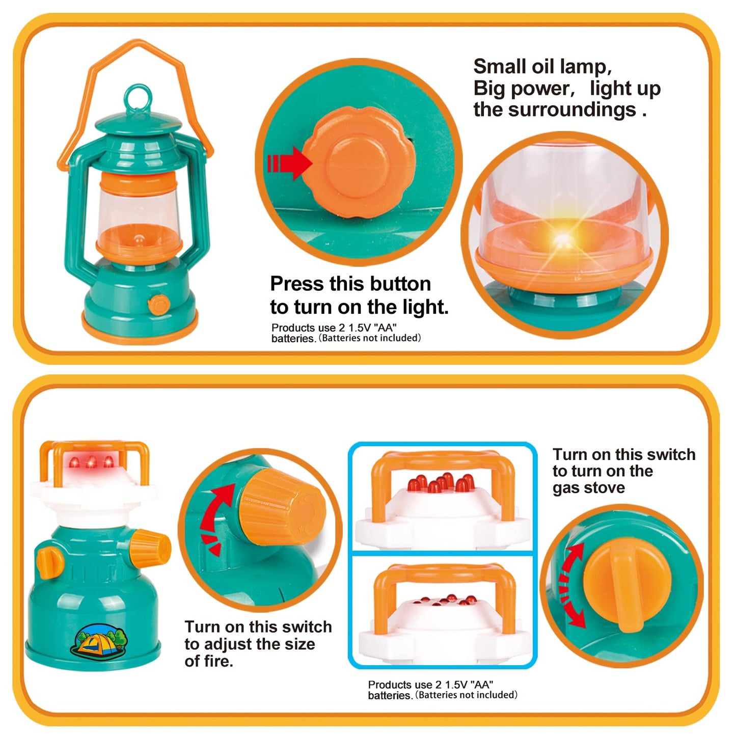Fun Little Toys Pop Up Tent With Kids Camping Gear Set, Kids Play Tent Outdoor Toys Camping Tools Set For Kids