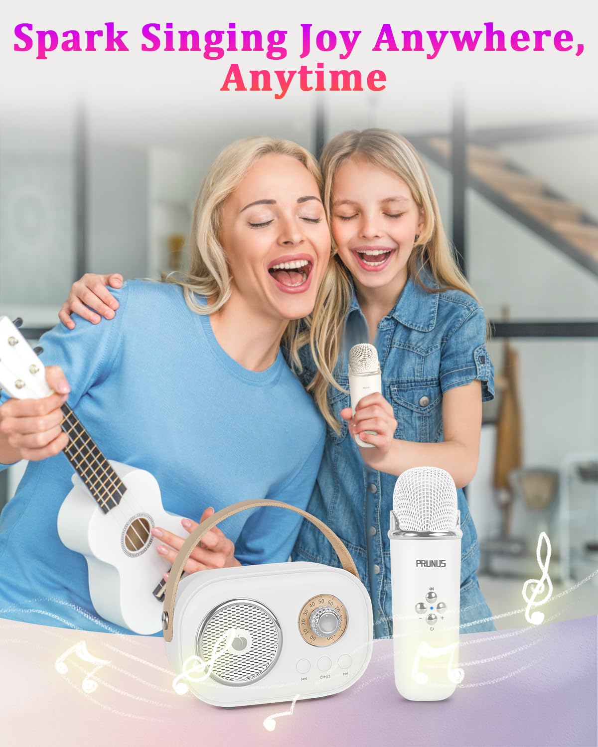 Mini Karaoke Machine For Kids&Adults,Portable Bluetooth Speaker With Wireless Microphones And Stereo Sound Enhanced Bass,Gifts F