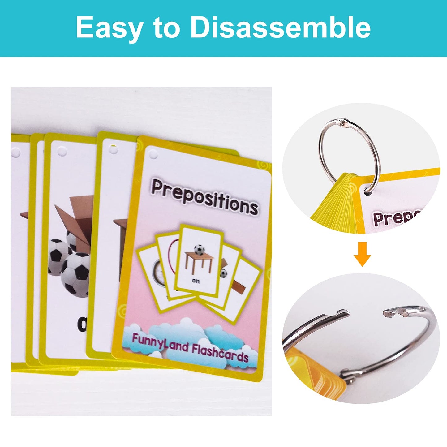 Lilias Prepositions Flash Cards, Toddler Learning Toys, Preschool Learning Toys, Homeschool Supplies, Learning Supplies For Kindergarten, 4.3 X 3.14 Inch, 22 Cards In Set