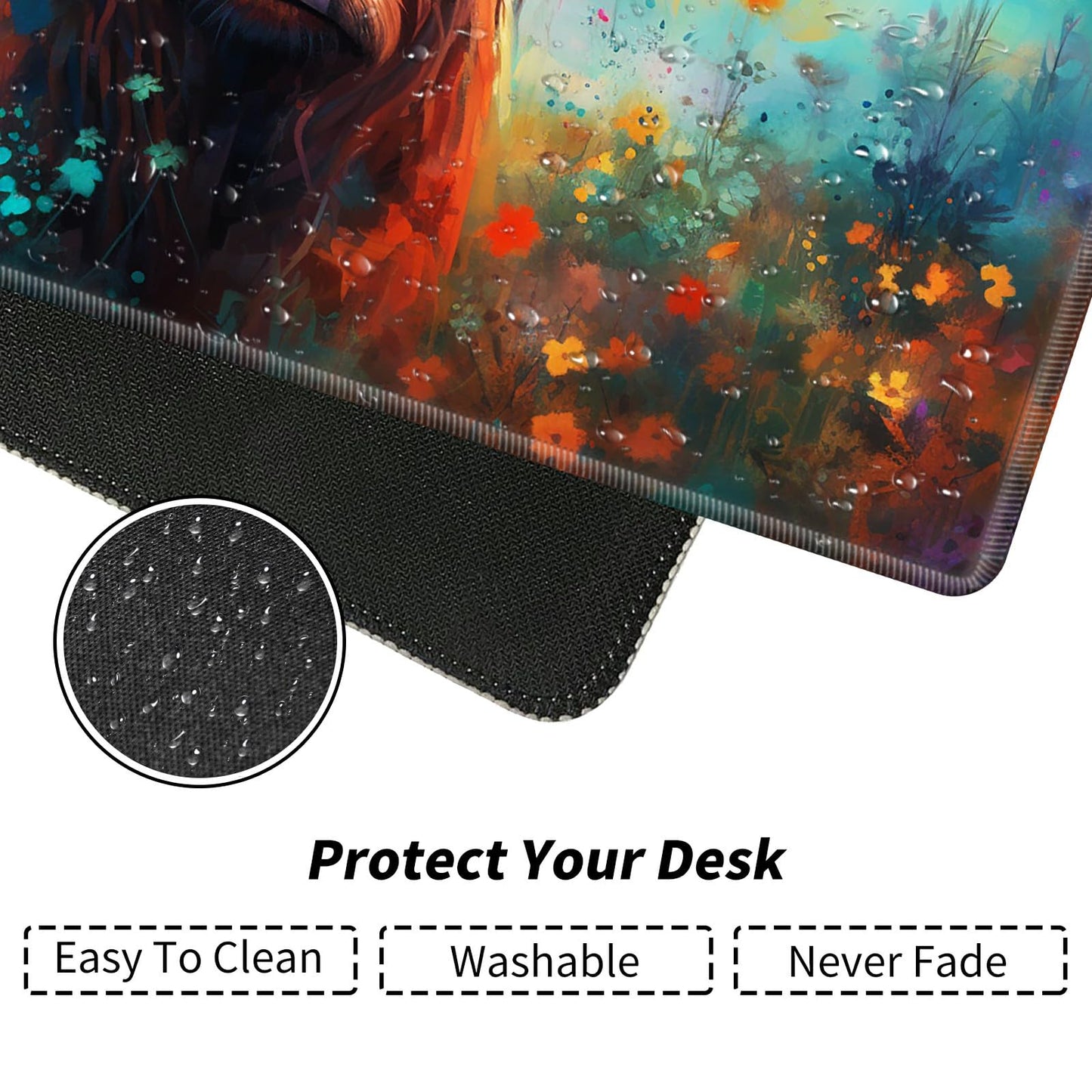 Highland Cow And Flowers For Mtg & Tcg Playmat Mouse Pad,Bfdhgqzc 24'' X 14'' Game Mat For Mtg/Rpg/Ccg Trading Card Game Playmat
