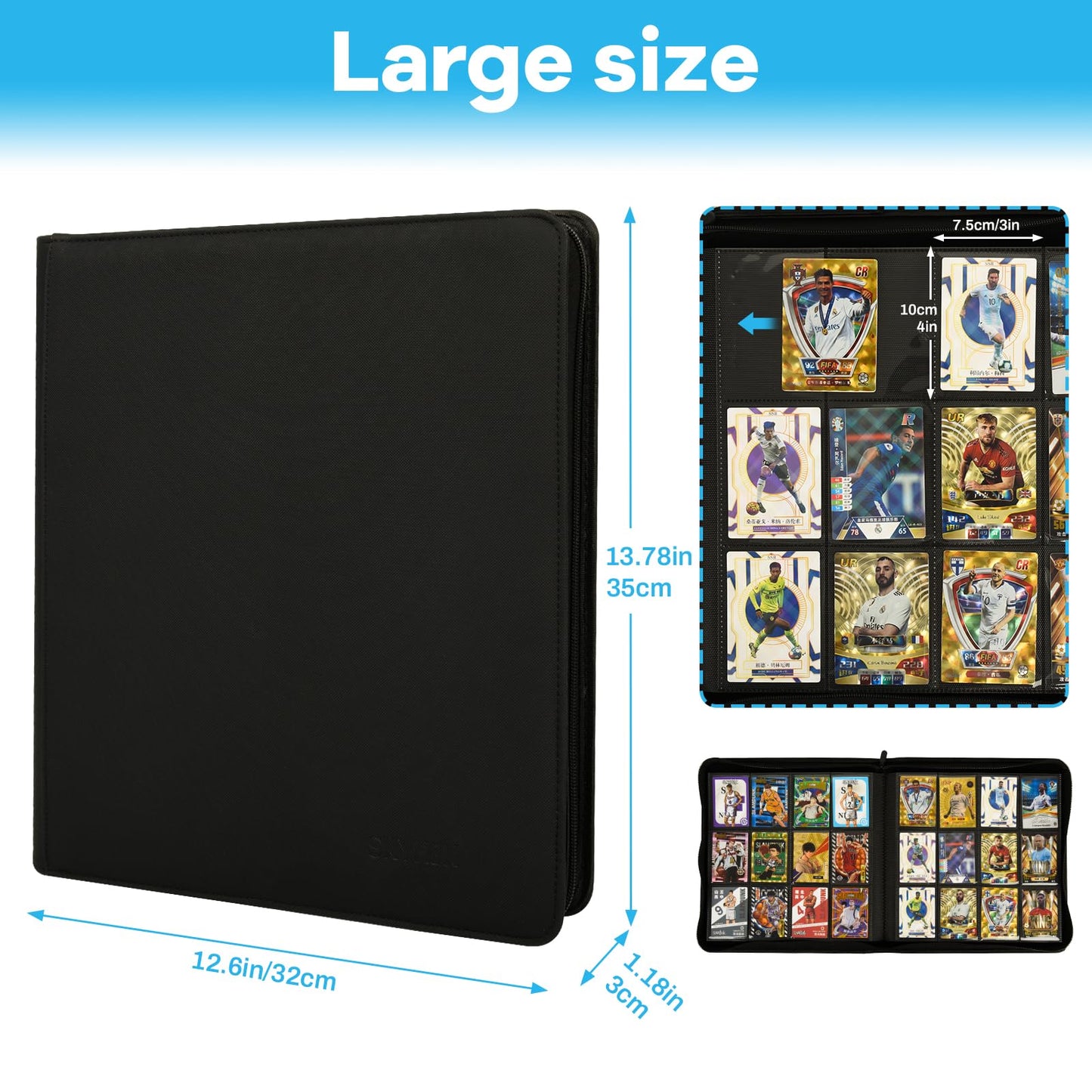 Skyhjk Card Binder-12 Pockets Trading Card Binder For Holding 480 Cards With 20 Two-Sided Pages,Compatible With Game Cards, Comi