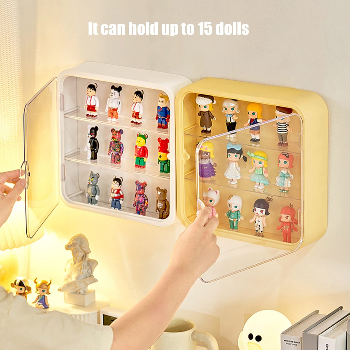 Clear Display Case For Figures,Wall-Mounted Doll Storage Box,Adjustable Display Stand Clear Acrylic Display Box With Door Dust A