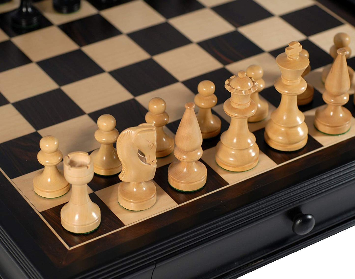 We Games Russian Style Chess & Checkers Game Set Weighted Chessmen & Wood Board - 15 In.