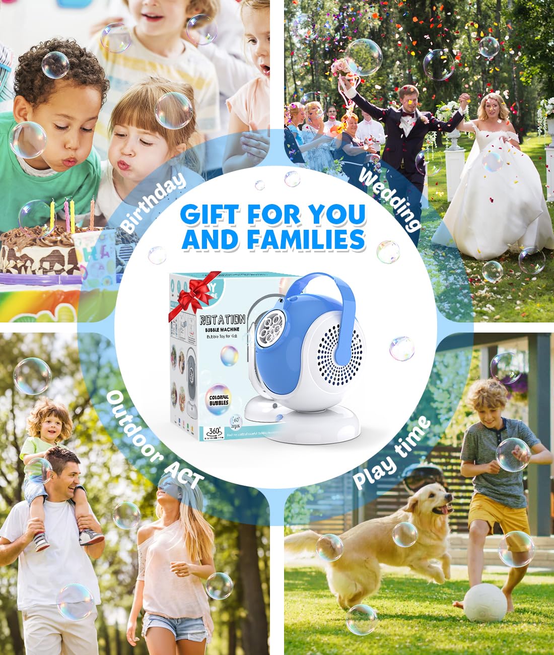 Joyfuture Bubble Machine - Automatic Bubble Blower For Kids, Toddlers - Toys Gifts For Boys Ages 3+ Year Old, Include Bubble Sol