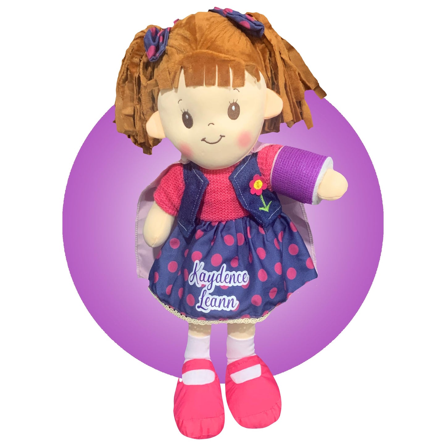 Broken Arms Gifts - Handmade Doll With A Cast - Personalized Superhero 14'' Rag Doll - Special Keepsake - Gift Wrapped And Ready