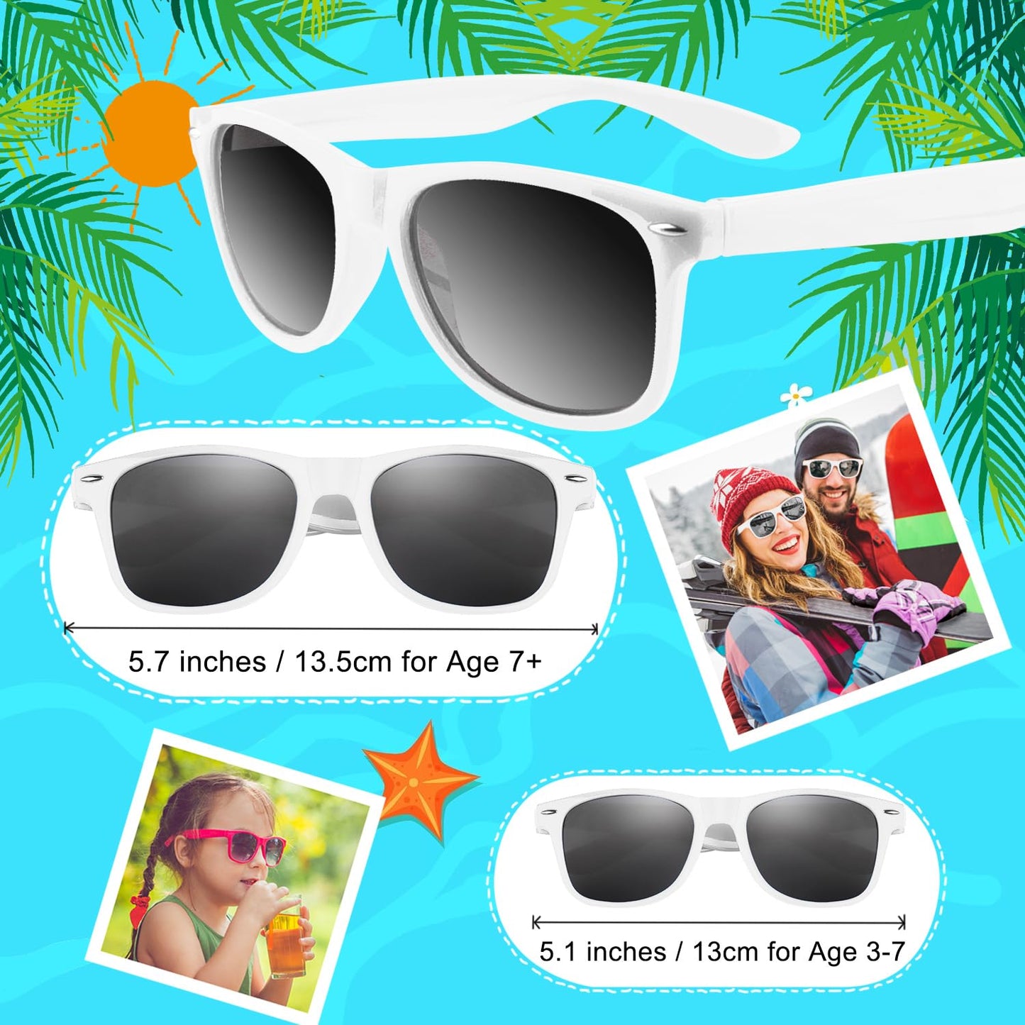Morcheiong 12 Pack Party Sunglasses In Bulk For Birthday Summer Party Goody Bag Fillers Favors (White)