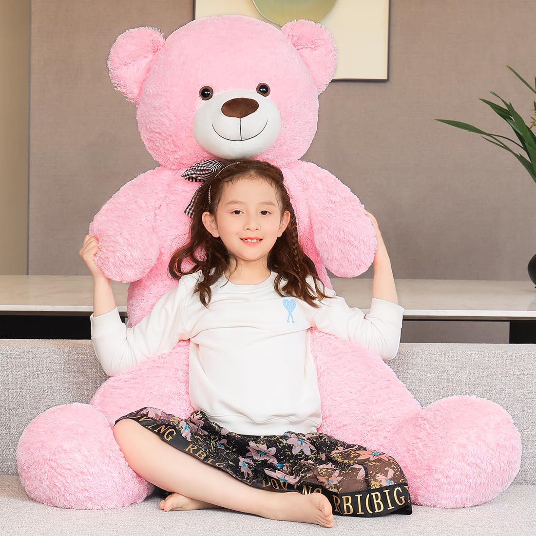 SNOWOLF Giant Teddy Bear 55inch Stuffed Animals Plush Toy Big Soft Bear for Girlfriend Kids Valentines Christmas Birthday, 7Lbs