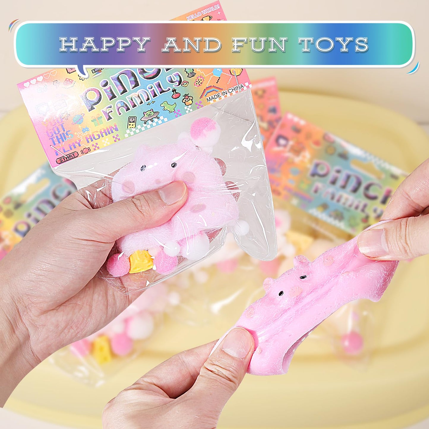3Pcs Squishy Hamster Squishy Squeeze Toys,Cute Soft Hamster Squishy Toys,Stress Relief Squishies For Kids Party Favors, Pinch Fa