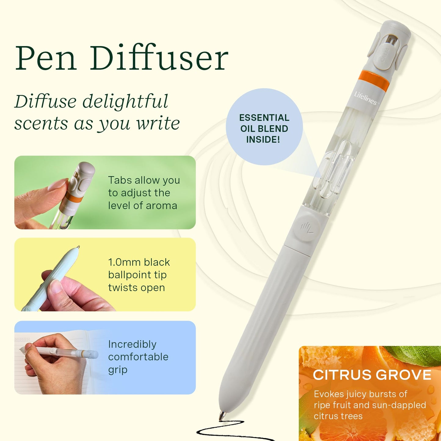 Lifelines Sensory Journal & Pen Diffuser Set, Take Your Time - Fidget Ruled Notebook Journal With Interactive Tactile Cover & Em