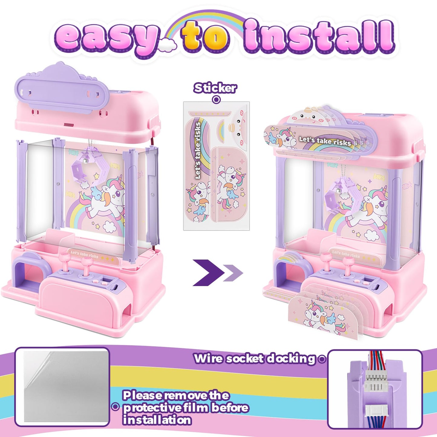 Btec Claw Machine For Kids,Mini Claw Machine With Toys Inside,Candy Vending Grabber Machine For Girls Ages 4 5 6 7 8 9