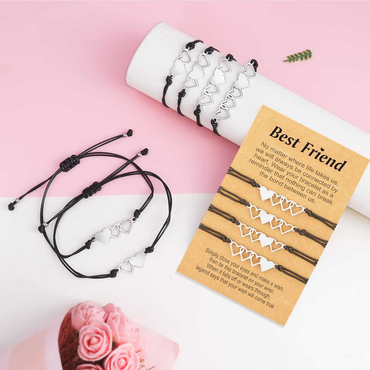 Your Always Charm 2/3/4/5 Pcs Best Friend Bracelets Friend Gifts Friendship Bracelets Matching Heart Bracelets Set with Card for