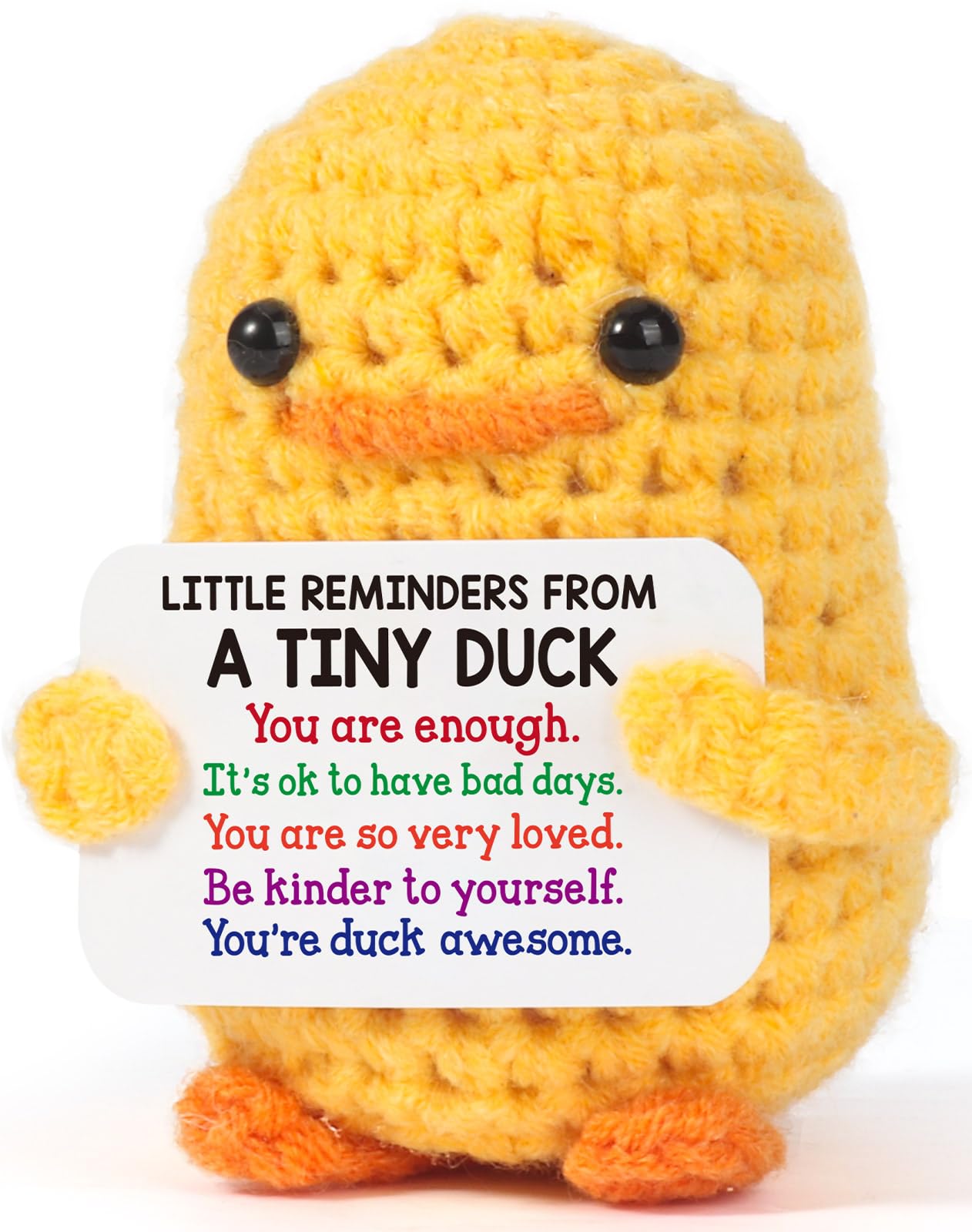 Mbl Inspirational Positive Crochet Duck - Handmade Little Reminders Emotional Uplifting Support Mental Health Knitted Duck For W