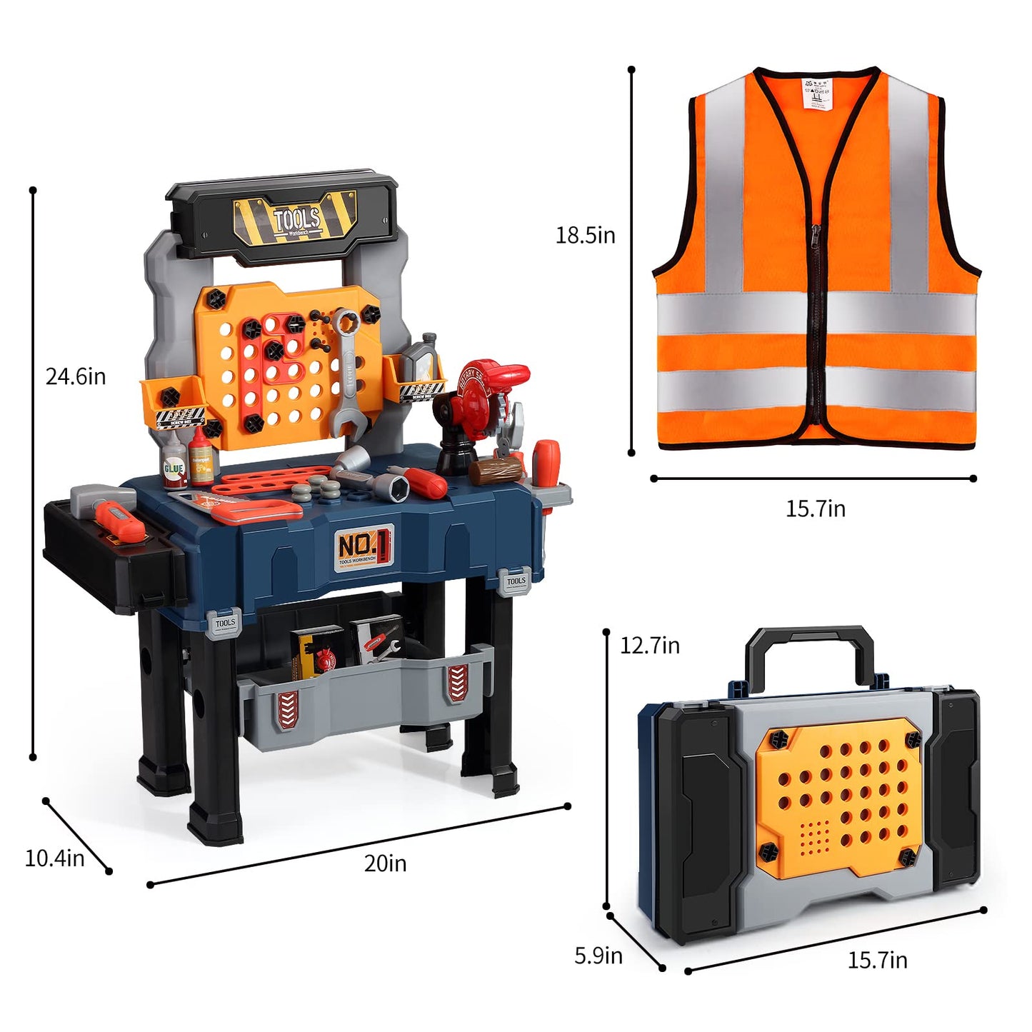Deejoy Kids Tool Bench with Realistic Tools and Electric Drill, Transformable Kids Tool Set, Toddler Tool Bench Pretend Play Lea