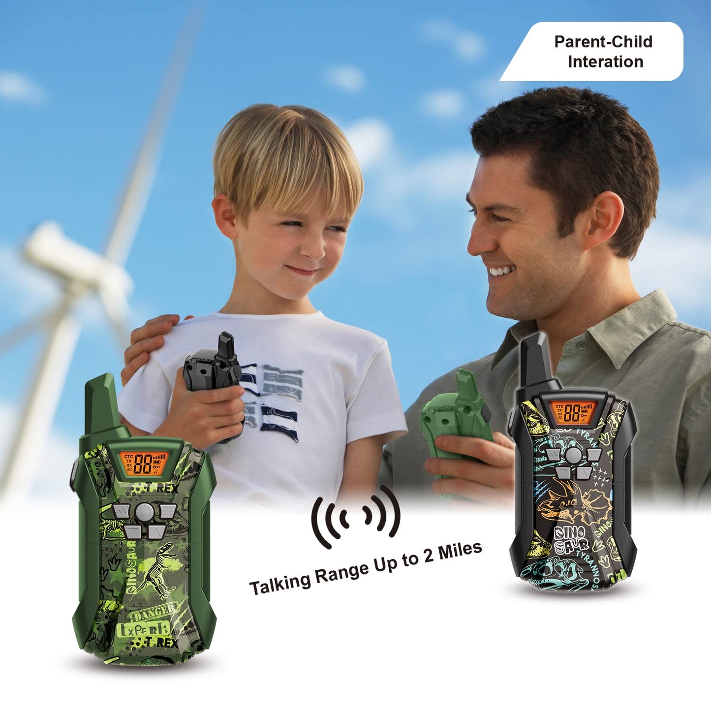 Walkie Talkies For Kids, 22 Channels Long Range Walkie Talkies For Boys Girls 4-12, 2 Way Radio Toy, Outdoor Camping Gear Toys Gifts For Kids Ages 4-12 Bluegreenpink