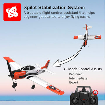 Volantexrc Rc Plane For Beginners, 4Ch Wwii Rc Airplane T28 Trojan With Aileron, 2.4Ghz Remote Control Plane With Xpilot Self Ri